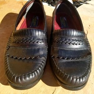Mens US 9.5 Venturini Kiltie Slip On Black Leather Loafer # 1970 3 Made in Italy